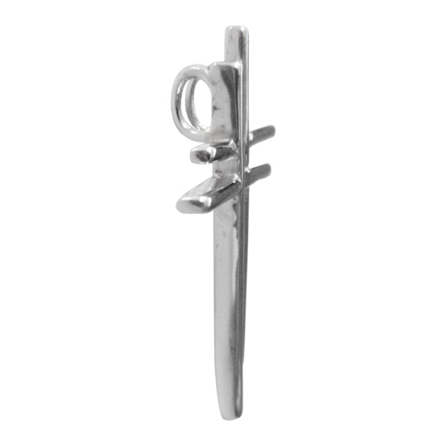 Sterling Silver Double Cross Pendant – Polished Overlapping Christian Crosses Charm for Necklaces – Easter, Religious Gift – Unisex Religious Jewelry