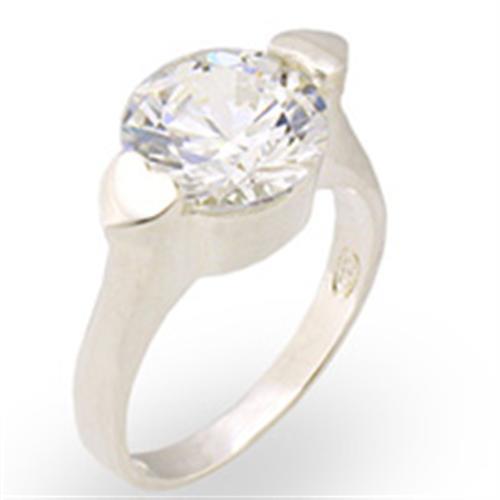 High Polished 925 Sterling Silver Ring with AAA Grade CZ in Clear