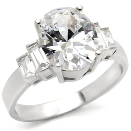 High Polished 925 Sterling Silver Ring with AAA Grade CZ in Clear