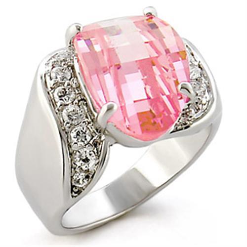 High Polished 925 Sterling Silver Ring with AAA Grade CZ in Rose