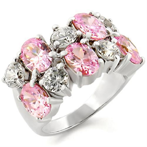 High Polished 925 Sterling Silver Ring with AAA Grade CZ in Rose