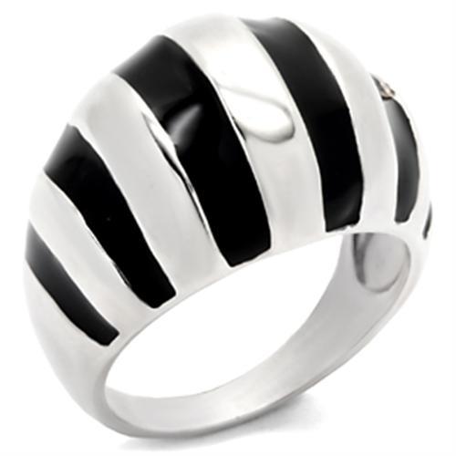 High Polished 925 Sterling Silver Ring with Epoxy in Jet