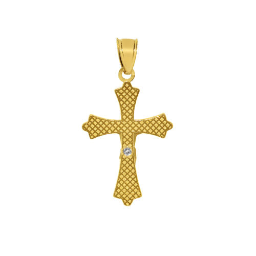 Genuine 14k Two-Tone Gold 0.98" Fancy Crucifix Religious Pendant For Men or Women - Christian Jewelry, Religious Gifts
