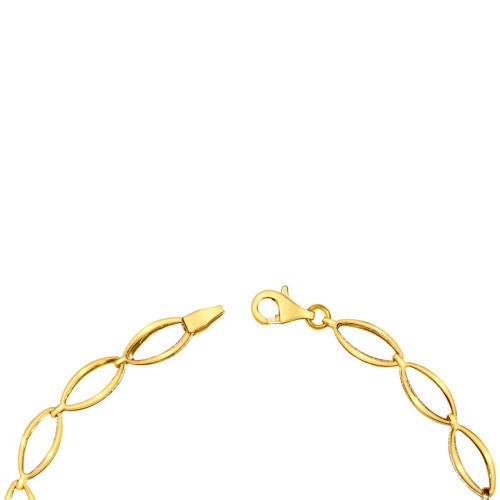 Genuine 14k Yellow Gold Large Link Cubic Zirconia CZ Heart 7.25" Women's Bracelet