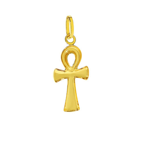 Genuine 14k Yellow Gold Unisex Large Hollow Egyptian Ankh Cross 1-3/16" Pendant For Men or Women - Coptic Cross, Ancient Egyptian Charms