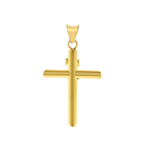 Genuine 14k Two-tone Gold 1.37" Hollow Tube Crucifix Pendant For Men or Women - Christian Jewelry, Religious Gifts