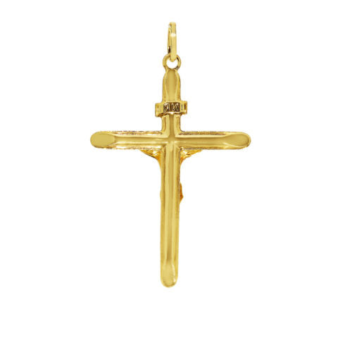 Genuine 14k Two-tone Gold 1.96" Crucifix Religious Pendant For Men or Women - Christian Jewelry, Religious Gifts