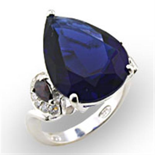 High Polished 925 Sterling Silver Ring with Synthetic Spinel in Montana