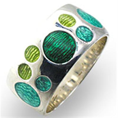 High Polished 925 Sterling Silver Ring with Epoxy in Multi Color