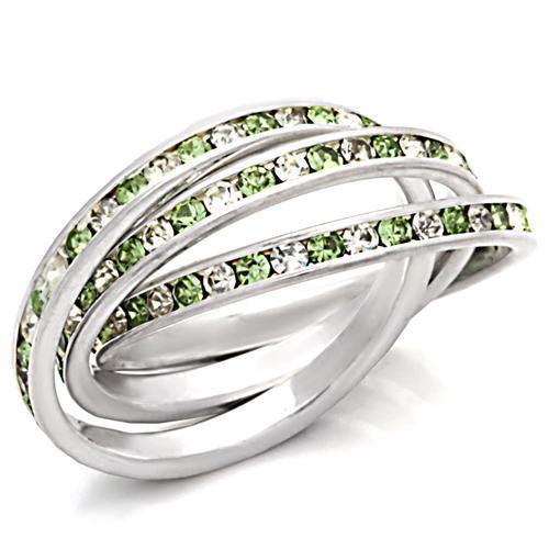 35108 - High-Polished 925 Sterling Silver Ring with Top Grade Crystal in Peridot
