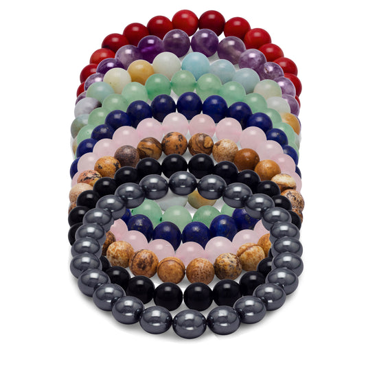 Gemstone 8 mm Beadded Stretch Bracelet