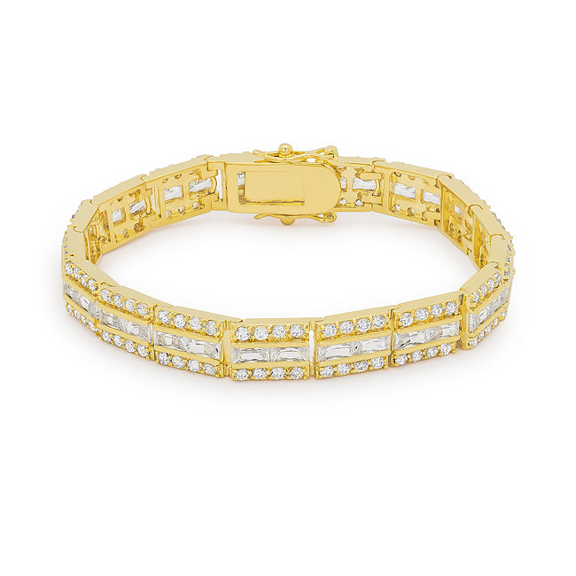 Rose, Yellow Goldtone or Silvertone Radiant-Cut CZ Bracelet