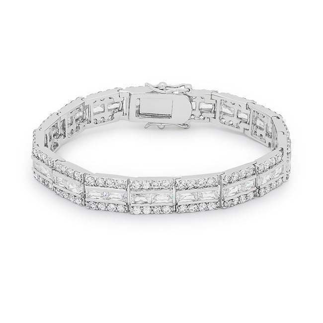 Rose, Yellow Goldtone or Silvertone Radiant-Cut CZ Bracelet