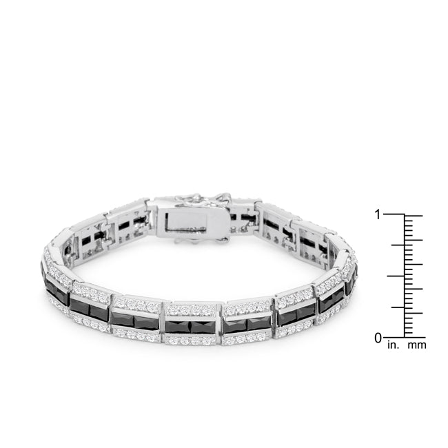 Silvertone Onyx Radiant-cut Cubic Zirconia Bracelet