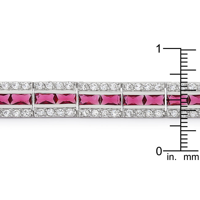Silvertone Red Radiant-cut Cubic Zirconia Bracelet