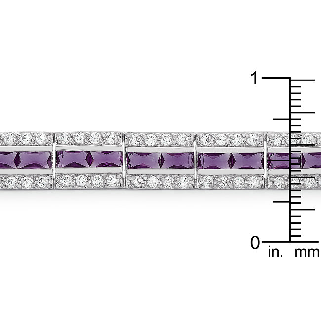 Silvertone Purple Radiant-cut Cubic Zirconia Bracelet