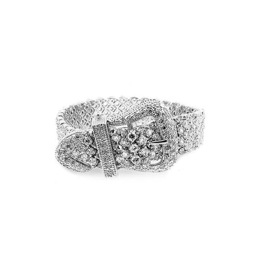 Silvertone Cubic Zirconia Buckle Bracelet