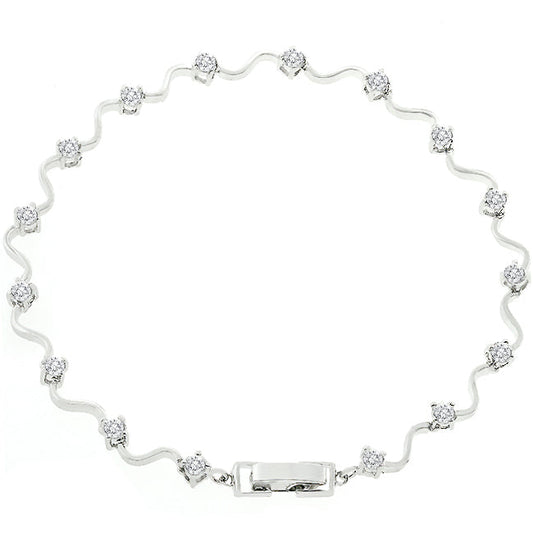Silvertone Elegant Cubic Zirconia Ladies Eternity Bracelet