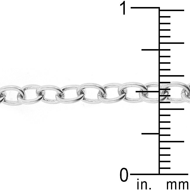 Silvertone Cubic Zirconia Heart and Key Ladies Bracelet