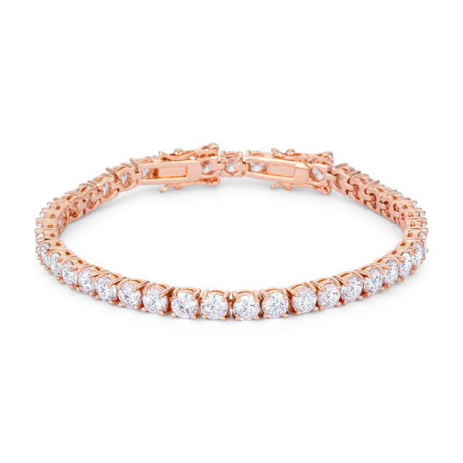 Silver or Rose Goldtone 17.6ct Cubic Zirconia 8" Tennis Bracelet