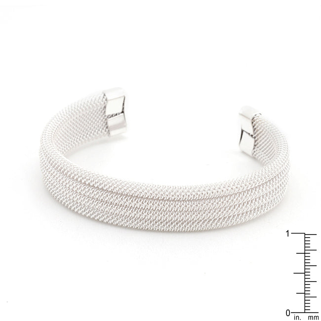 Silvertone Linear 3-Row Mesh Cuff