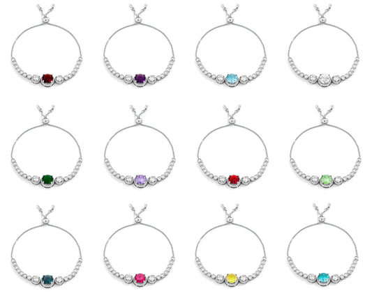 Adjustable Silvertone Cubic Zirconia Bolo Tennis Bracelet