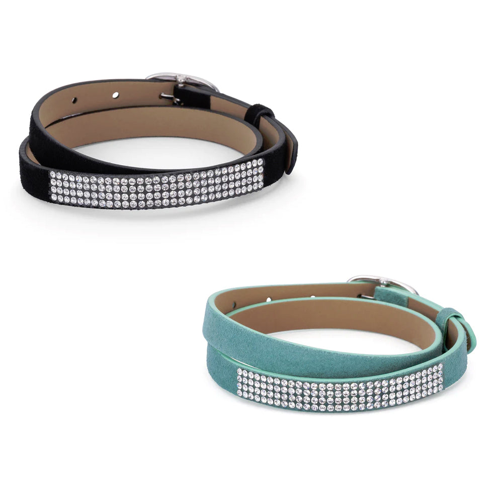 Stylish Black or Turquoise Colored Wrap Bracelet with Crystals