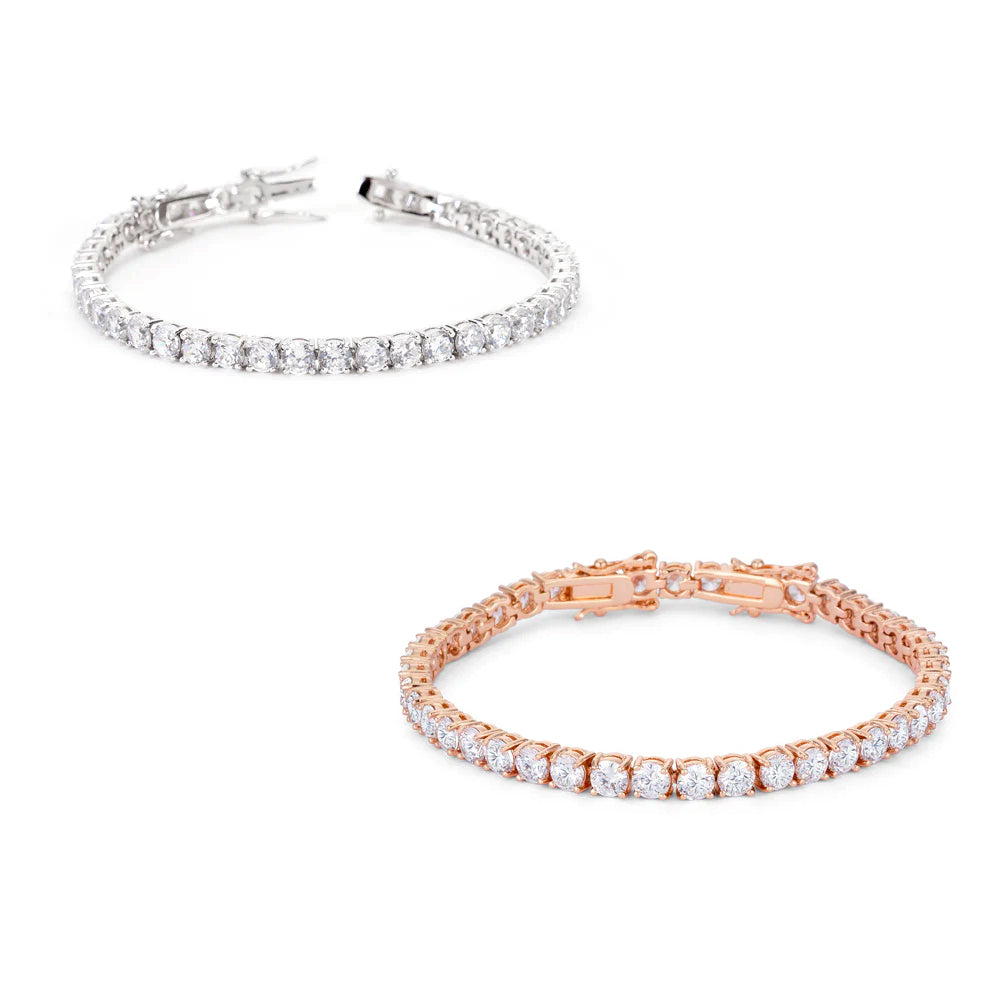 Silver or Rose Goldtone 17.6ct Cubic Zirconia 8" Tennis Bracelet