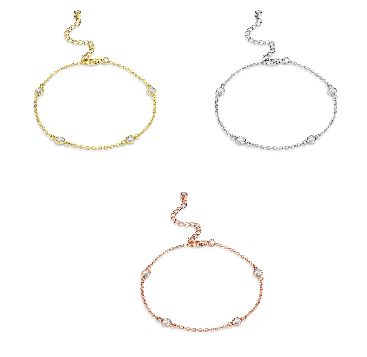 Silvertone or Goldplated 1ct Cubic Zirconia Round Bezel Bracelet