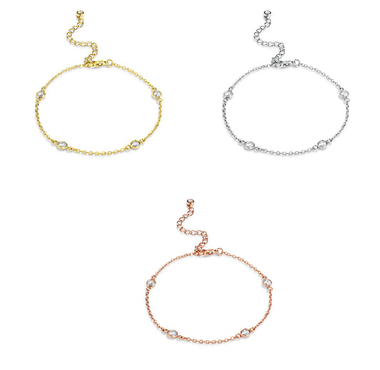 Silvertone or Goldplated 1ct Cubic Zirconia Round Bezel Bracelet