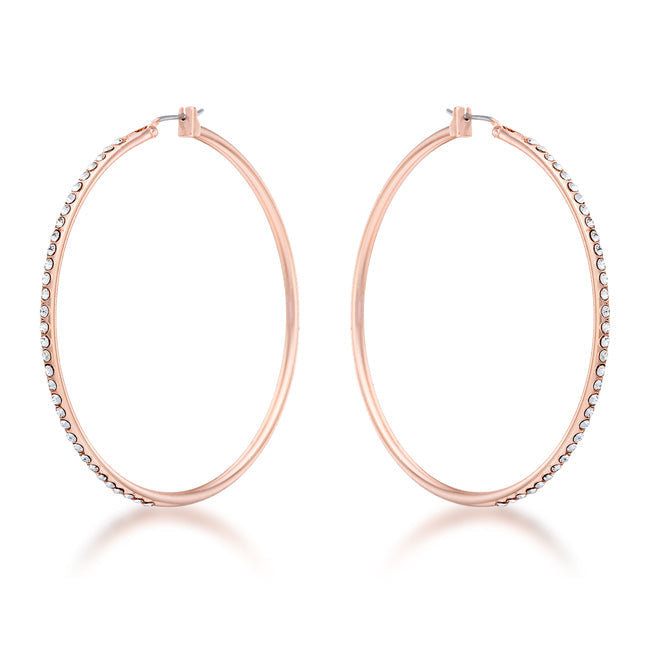 Rose Goldtone 55mm Crystal Hoop Earrings