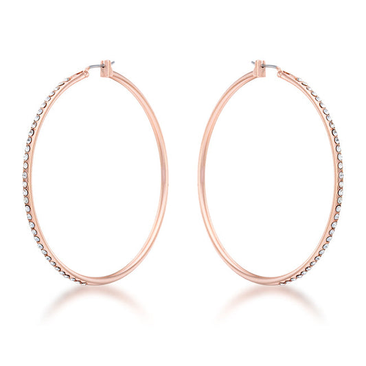 Rose Goldtone 55mm Crystal Hoop Earrings