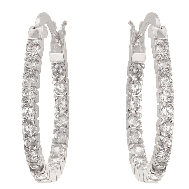 Silvertone 27mm Cubic Zirconia Inside Out Hoop Earrings