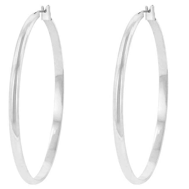 Silvertone Large 53mm Round Hoop Earrings