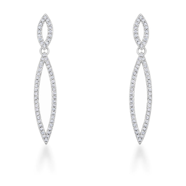 Silvertone Cubic Zirconia Dangling Marquise Shaped Earrings