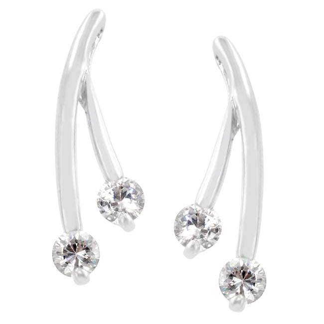 Silvertone Cubic Zirconia Branch Drop Earrings