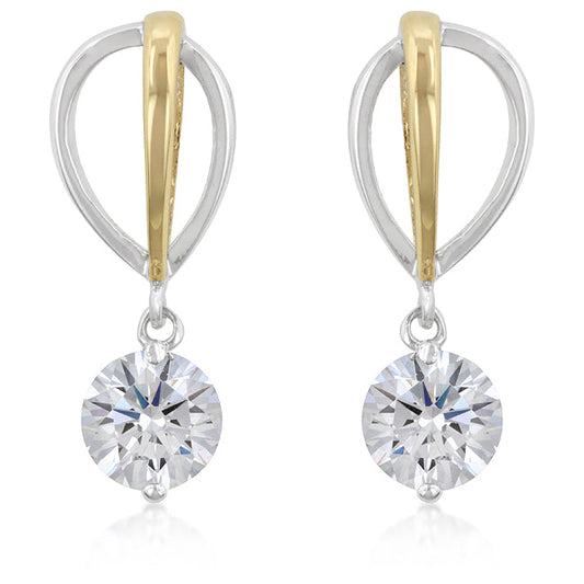Precoius Stars Silver and Goldtone Cubic Zirconia Dangling Drop Earrings