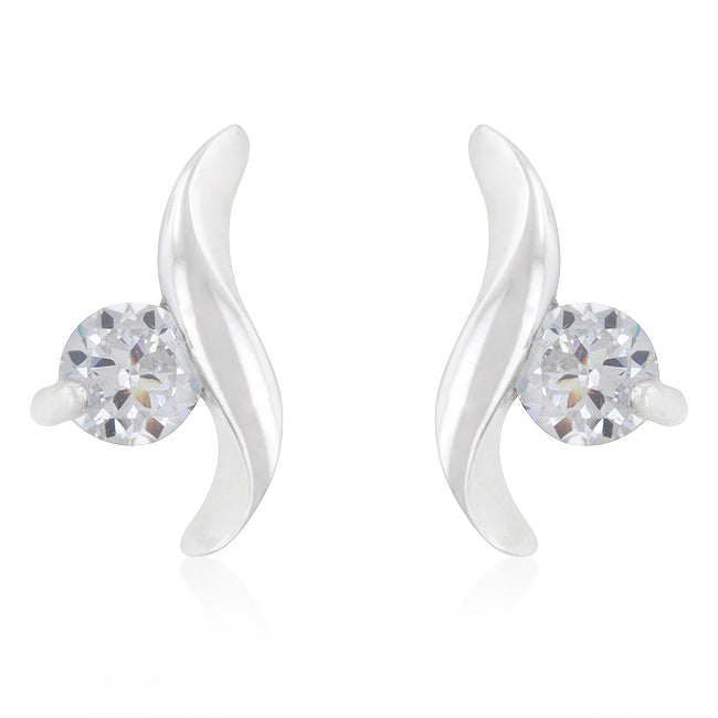 Silvertone Round Cubic Zirconia Twisting Drop Earrings