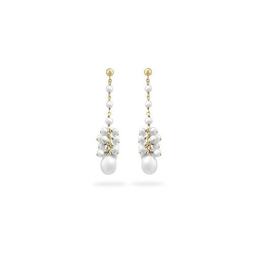 18k Yellow Gold Pearl Cluster Stud Earrings