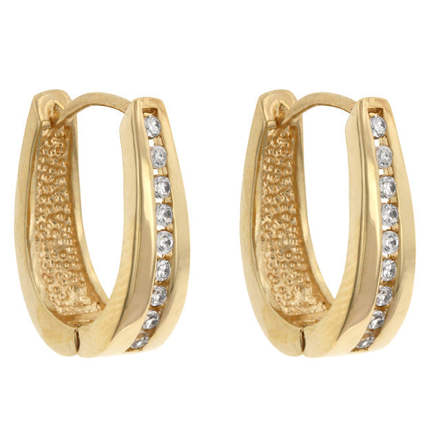 Goldtone 1.6 mm Round-Cut Cubic Zirconia Hoop Earrings