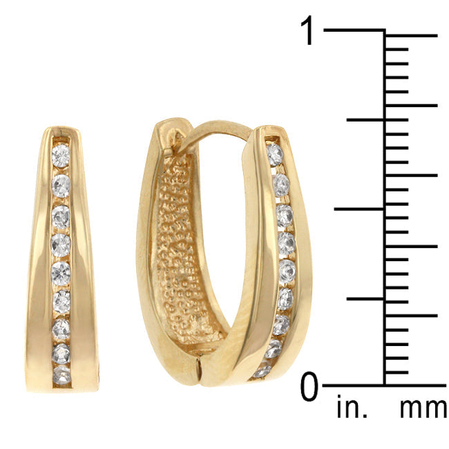 Goldtone 1.6 mm Round-Cut Cubic Zirconia Hoop Earrings