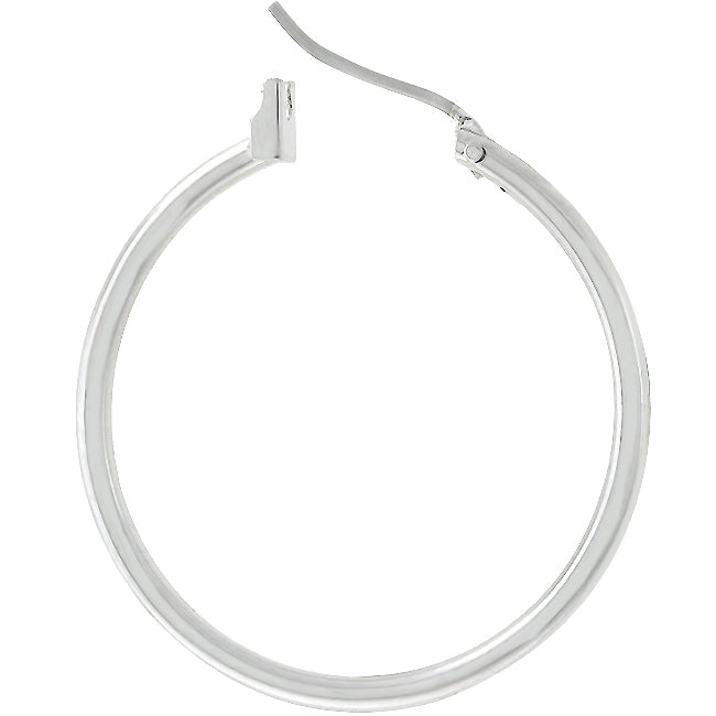 Silvertone 32 mm Round Hoop Earrings