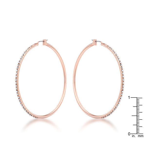 Rose Goldtone 55mm Crystal Hoop Earrings