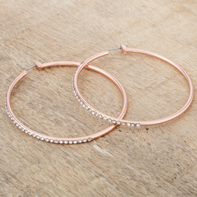 Rose Goldtone 55mm Crystal Hoop Earrings