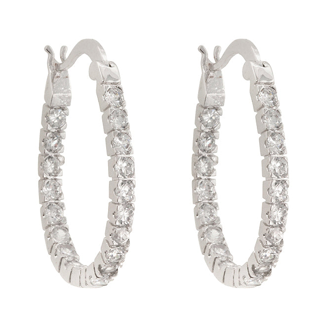 Silvertone 27mm Cubic Zirconia Inside Out Hoop Earrings