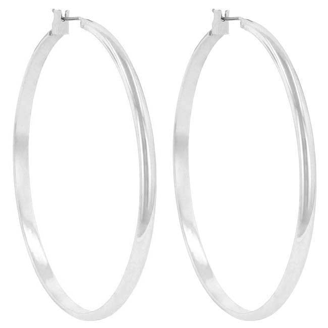 Silvertone Large 53mm Round Hoop Earrings