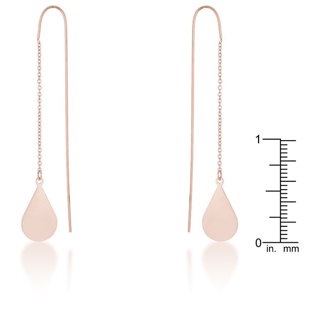 Rose Goldtone Teardrop 2.5" Threader Earrings