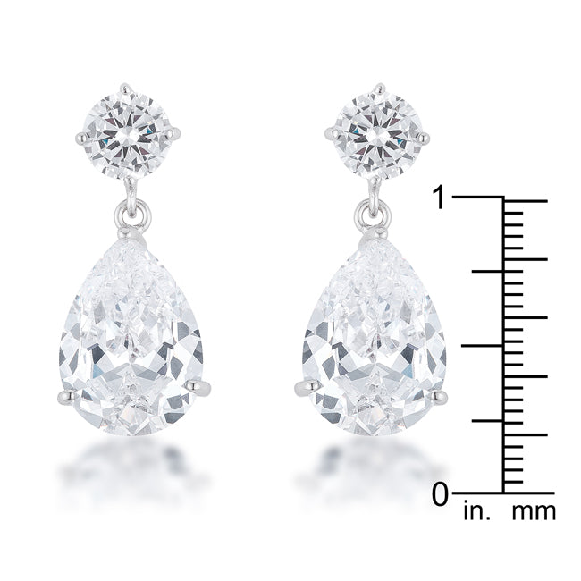 Silvertone Teardrop Cubic Zirconia Dangling Drop Earrings