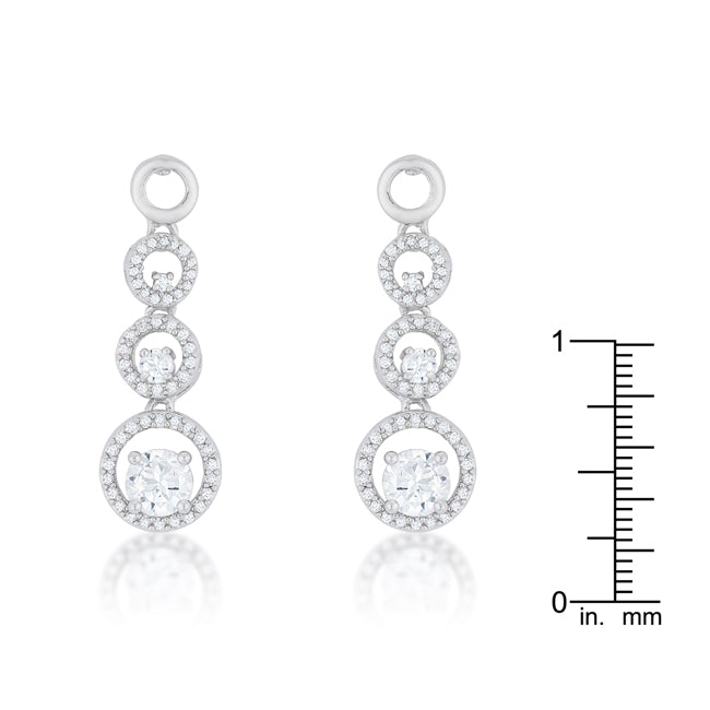 Silvertone Cubic Zirconia Graduating Round Halo Drop Earrings