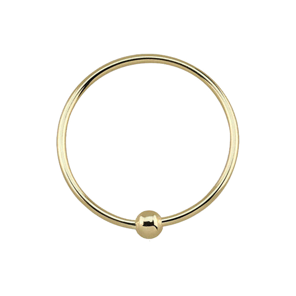 14K Yellow Gold Nose Hoop Ring with Ball - 22g